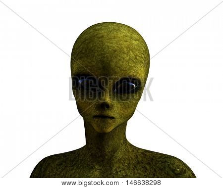 3D render of a green alien