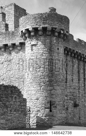 A view of a round turret at Craigmillar castle