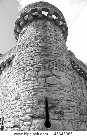 A round corner turret at Craigmillar castle