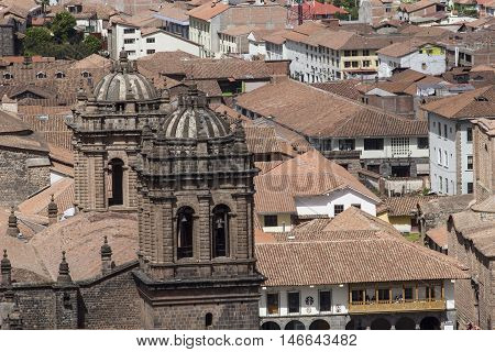 La Compania De Jesus Church On Plaza De Armas Square In Cuzco, Peru.