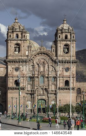 La Compania De Jesus Church On Plaza De Armas Square In Cuzco, Peru.