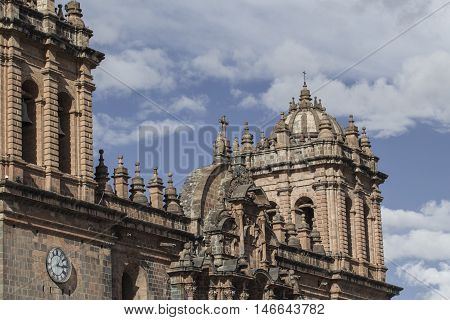 La Compania De Jesus Church On Plaza De Armas Square In Cuzco, Peru.