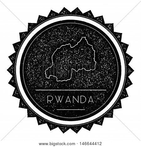 Rwanda Map Label With Retro Vintage Styled Design. Hipster Grungy Rwanda Map Insignia Vector Illustr