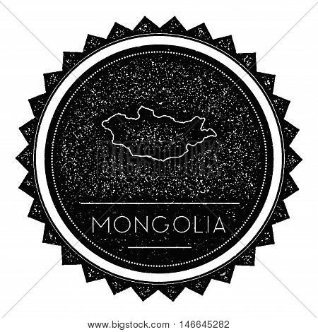 Mongolia Map Label With Retro Vintage Styled Design. Hipster Grungy Mongolia Map Insignia Vector Ill
