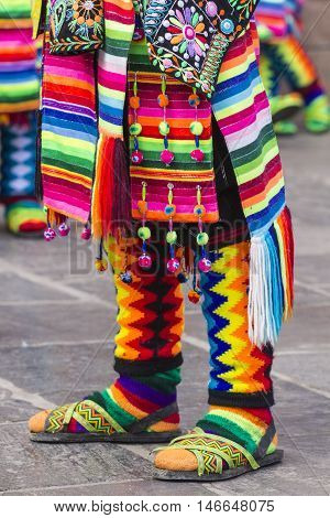 Cusco - Peru - June 06, 2016 : Peruvian Dancers At The Parade In Cusco. People In Traditional Clothe