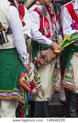 Cusco - Peru - June 06, 2016 : Peruvian Dancers At The Parade In Cusco. People In Traditional Clothe