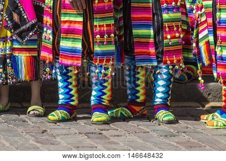 Cusco - Peru - June 06, 2016 : Peruvian Dancers At The Parade In Cusco. People In Traditional Clothe