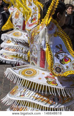 Cusco - Peru - June 06, 2016 : Peruvian Dancers At The Parade In Cusco. People In Traditional Clothe
