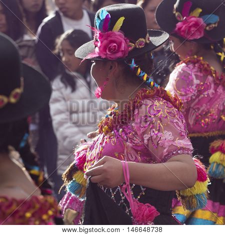 Cusco - Peru - June 06, 2016 : Peruvian Dancers At The Parade In Cusco. People In Traditional Clothe