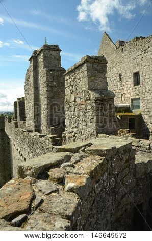 A view along the ramparts at Craigmillar castle