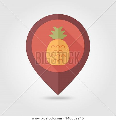 Pineapple flat vector pin map icon. Map pointer. Map markers. Tropical fruit. Vector illustration eps 10