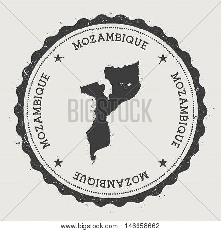 Mozambique Hipster Round Rubber Stamp With Country Map. Vintage Passport Stamp With Circular Text An