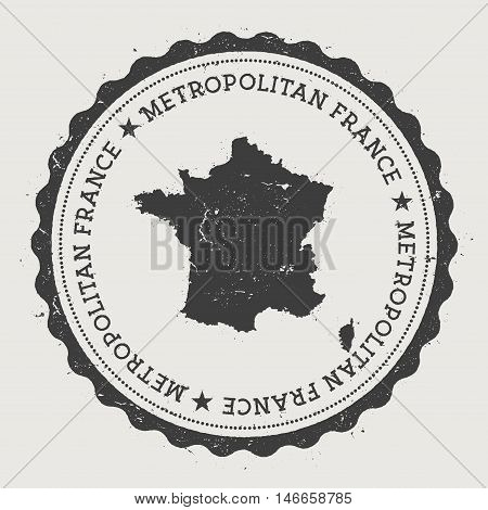 France Hipster Round Rubber Stamp With Country Map. Vintage Passport Stamp With Circular Text And St