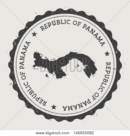 Panama Hipster Round Rubber Stamp With Country Map. Vintage Passport Stamp With Circular Text And St