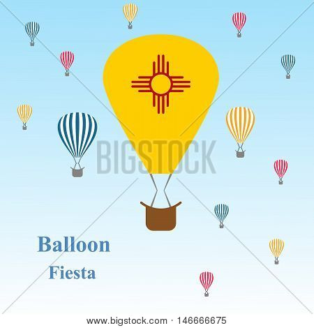 holiday card Balloon Fiesta. hot air balloon. invitation. vector illustration.