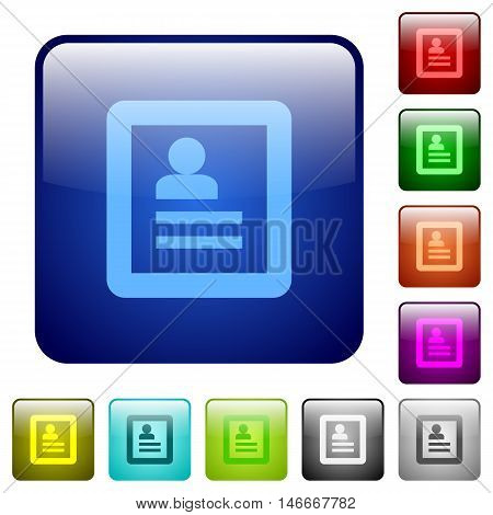 Set of user profile color glass rounded square buttons