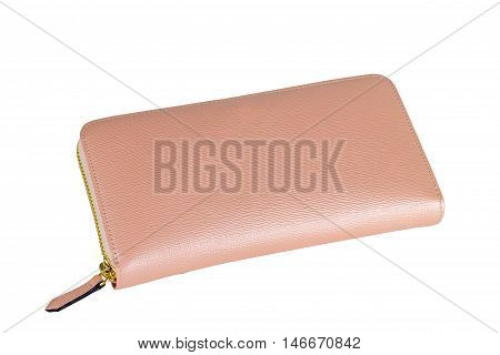 Woman Pink wallet isolated on white background.