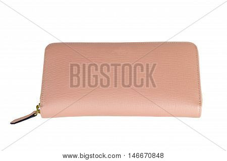 Woman Pink wallet isolated on white background.