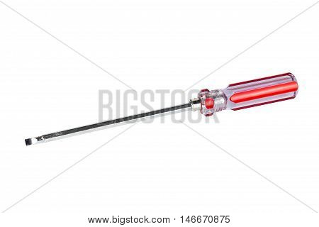 Red Screwdriver isolated on the white background.