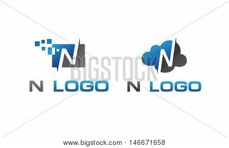 N Letter Logo, Lettering, technology logo design,