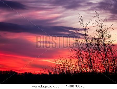 Colorful dramatic cloudy sky at dusk overlay