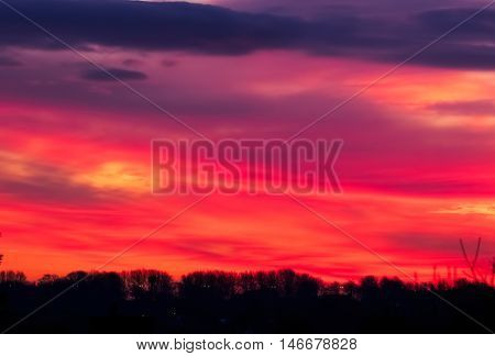 Colorful dramatic cloudy sky at dusk overlay