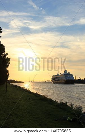 Velsen The Netherlands - August 27th 2016: Azamara Quest a cruise ship owned and operated by Azamara Club Cruises on North Sea Canal
