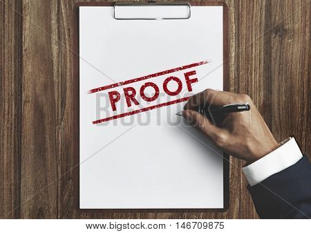 Proof Confirmation Truth Valid Authentication Concept