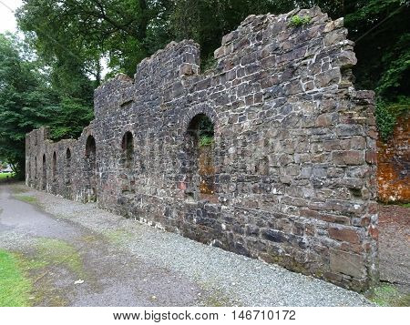 Ironworks ruin photographed at Stepaside in Pembrokeshire