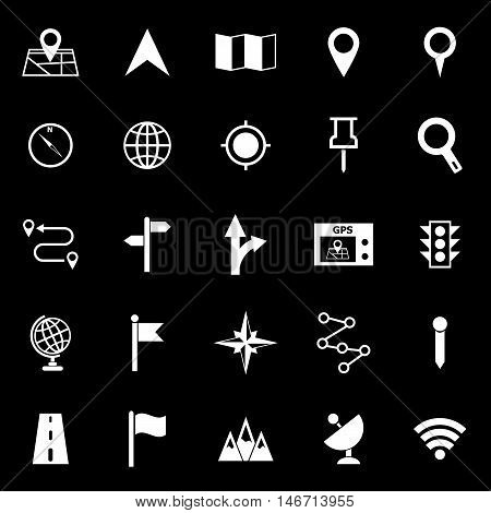 Navigation icons on black background, stock vector