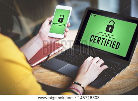 Certified Approved Comfirmation Guarantee Concept