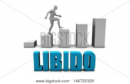 Libido 3D Concept  in Blue with Bar Chart Graph 3D Illustration Render