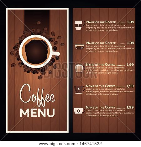 Restaurant cafe menu. Coffee Menu. Vector flat illustration.