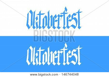 Handwritten inscription Oktoberfest in national german style. Hand drawn lettering of german beer festival. Calligraphic element for your design. Vector illustration.