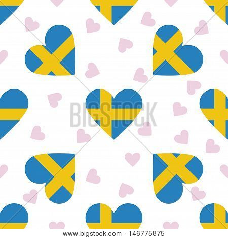Sweden Independence Day Seamless Pattern. Patriotic Background With Country National Flag In The Sha