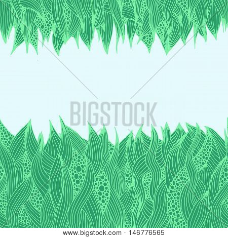vector background doddle postcards line bubbles green grass plant abstract