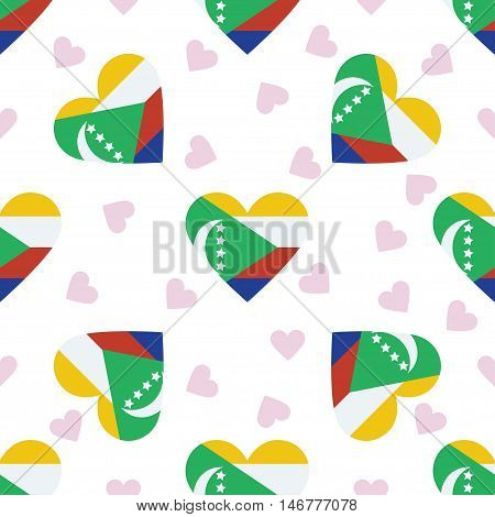 Comoros Independence Day Seamless Pattern. Patriotic Background With Country National Flag In The Sh