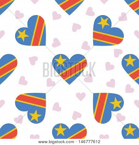 Congo, The Democratic Republic Of The Independence Day Seamless Pattern. Patriotic Background With C