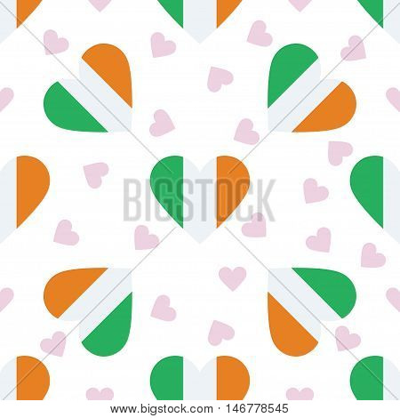 Ireland Independence Day Seamless Pattern. Patriotic Background With Country National Flag In The Sh