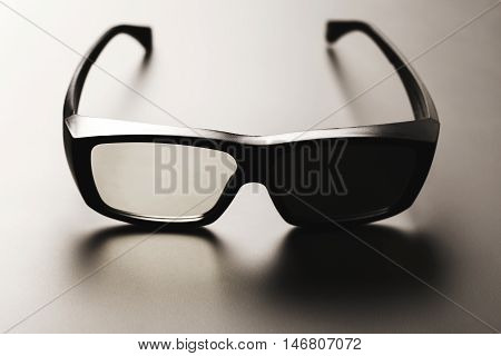Special glasses for imax on the black gradient background. Bright and darkened glass.
