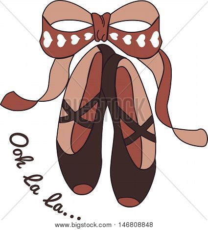Ballet shoes with ribbons. Vector Illustration of a cartoon icon
