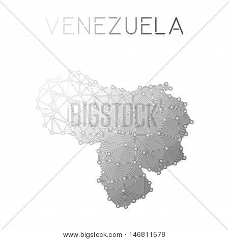 Venezuela, Bolivarian Republic Of Polygonal Vector Map. Molecular Structure Country Map Design.