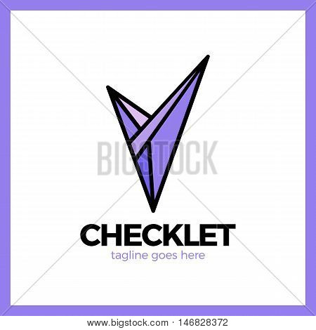 V Letter In Trendy Polygonal Crystal Style