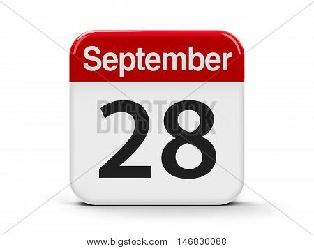 Calendar web button - The Twenty Eighth of September - World Rabies Day three-dimensional rendering 3D illustration