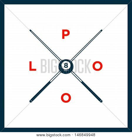 Billiard Or Snooker Poolroom Design For Sports, Leisure Or Club Logo Emblem Red