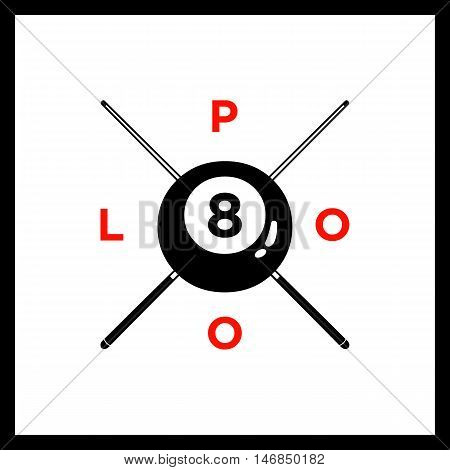 Billiard Or Snooker Poolroom Design For Sports, Leisure Or Club Logo Emblem Red