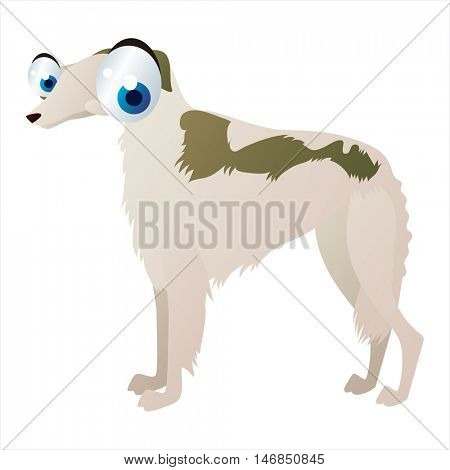 vector cute cool colorful cartoon animal drawing. pedigree illustration collection. Dog Breeds. Borzoi