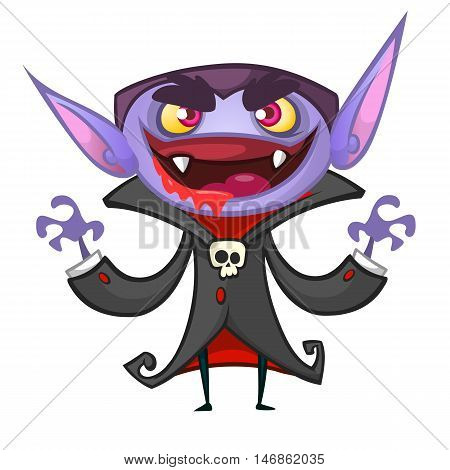 Cute cartoon vampire smiling. Vector illustration of dracula
