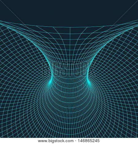 Wireframe mesh polygonal element. Torus with connected lines and dots. Vector Illustration .