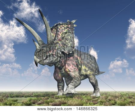 Computer generated 3D illustration with the dinosaur Pentaceratops